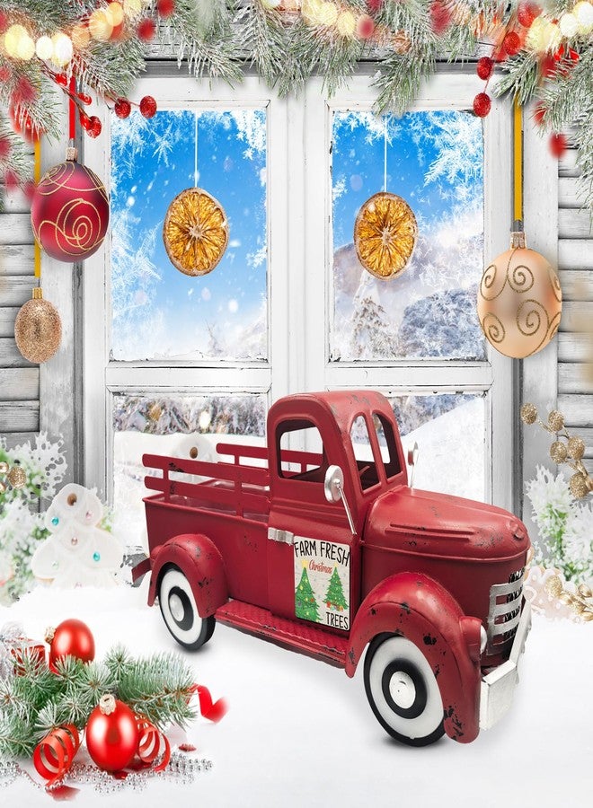 Teeloray Christmas Red Truck Decor 13.4 Inch Farmhouse Vintage Metal Truck with 12 Magnets Indoor Christmas Table Decorations for Home Kitchen Mantel Winter Holiday Xmas Interchangeable Seasonal Decor - Image 5